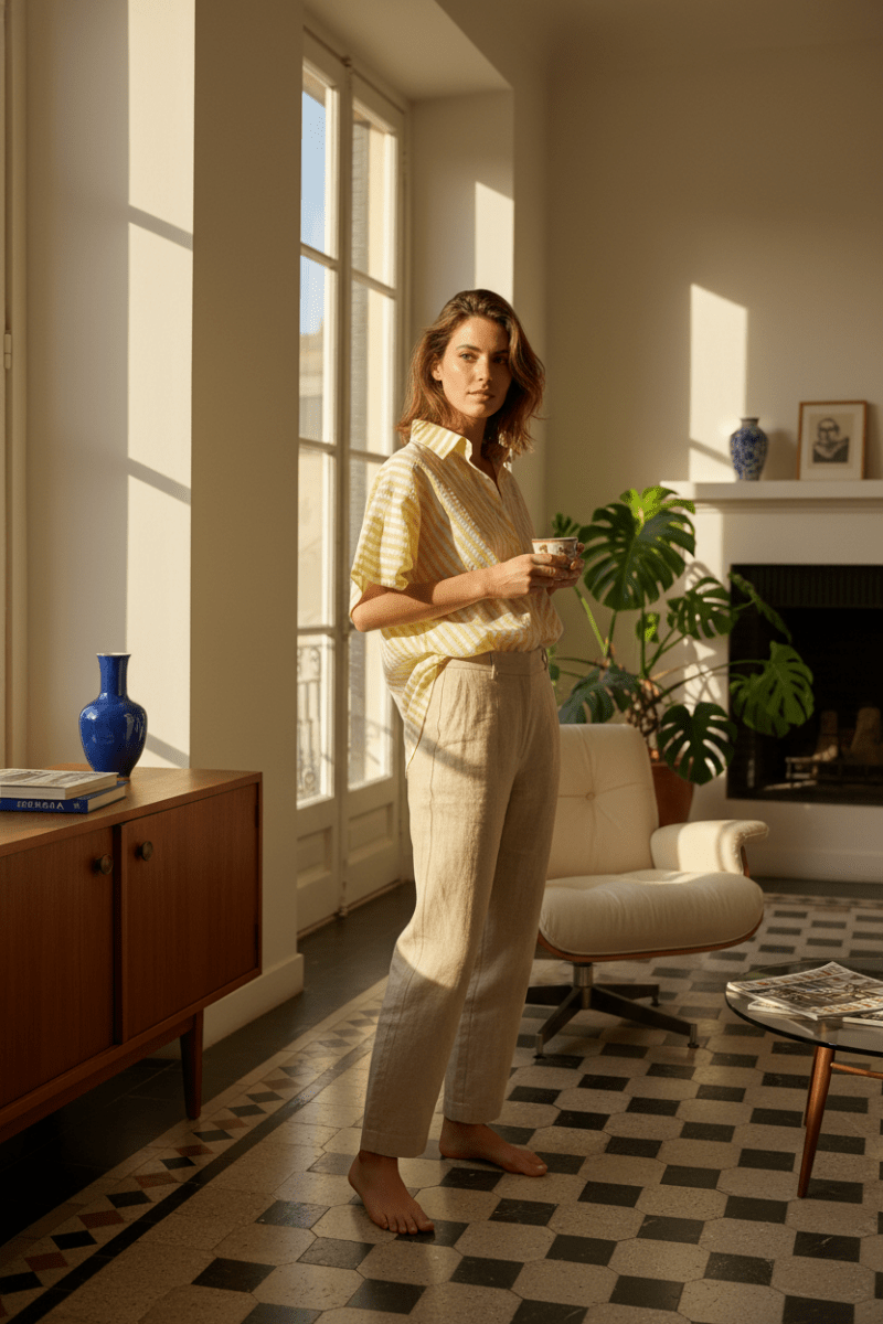Chemise Caraïbes RAYURES JAUNES - LAUREPLUSMAX Chemise