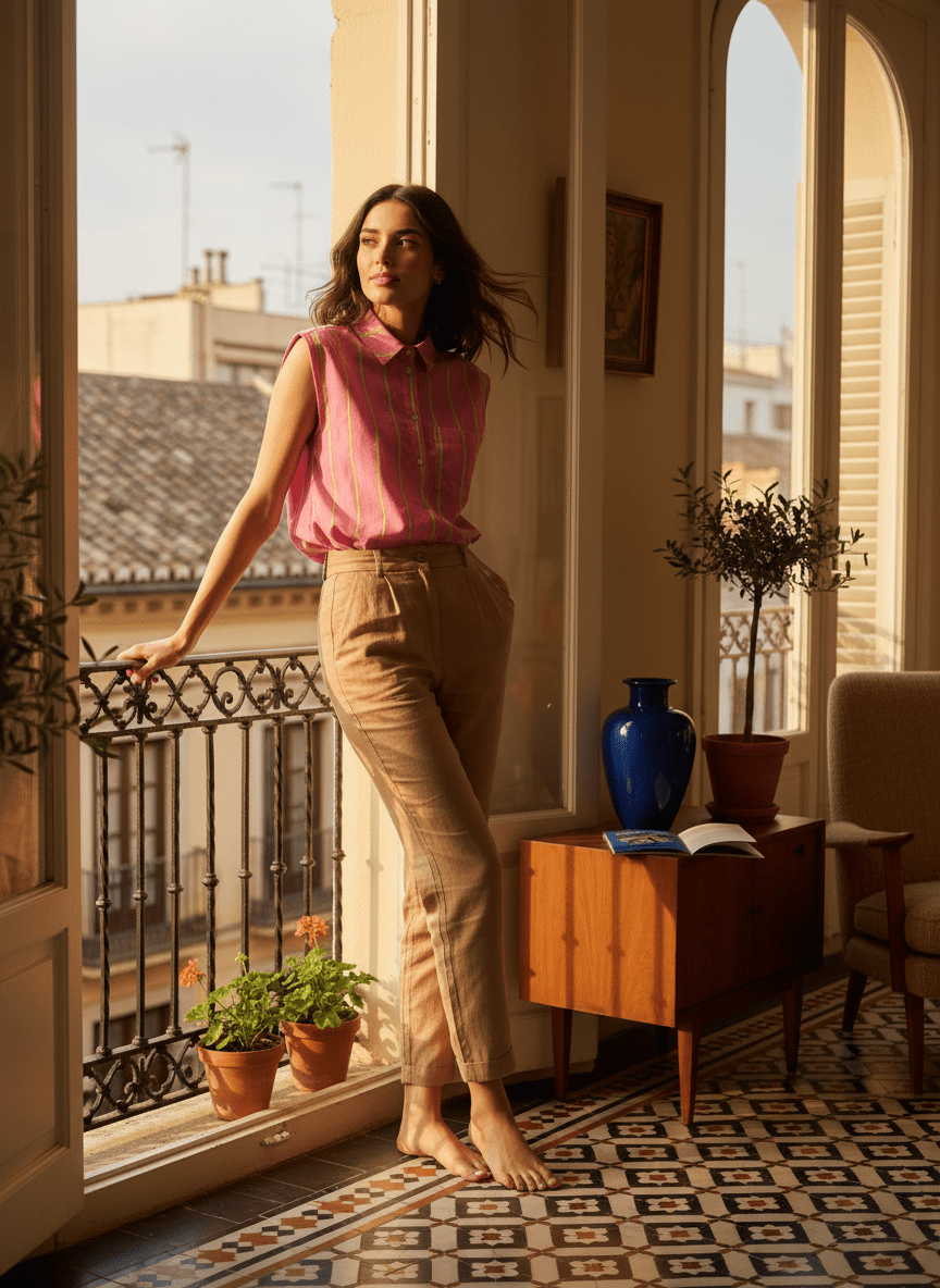 Chemise CLIPPER ROSE RAYURES FLUO - LAUREPLUSMAX Chemise