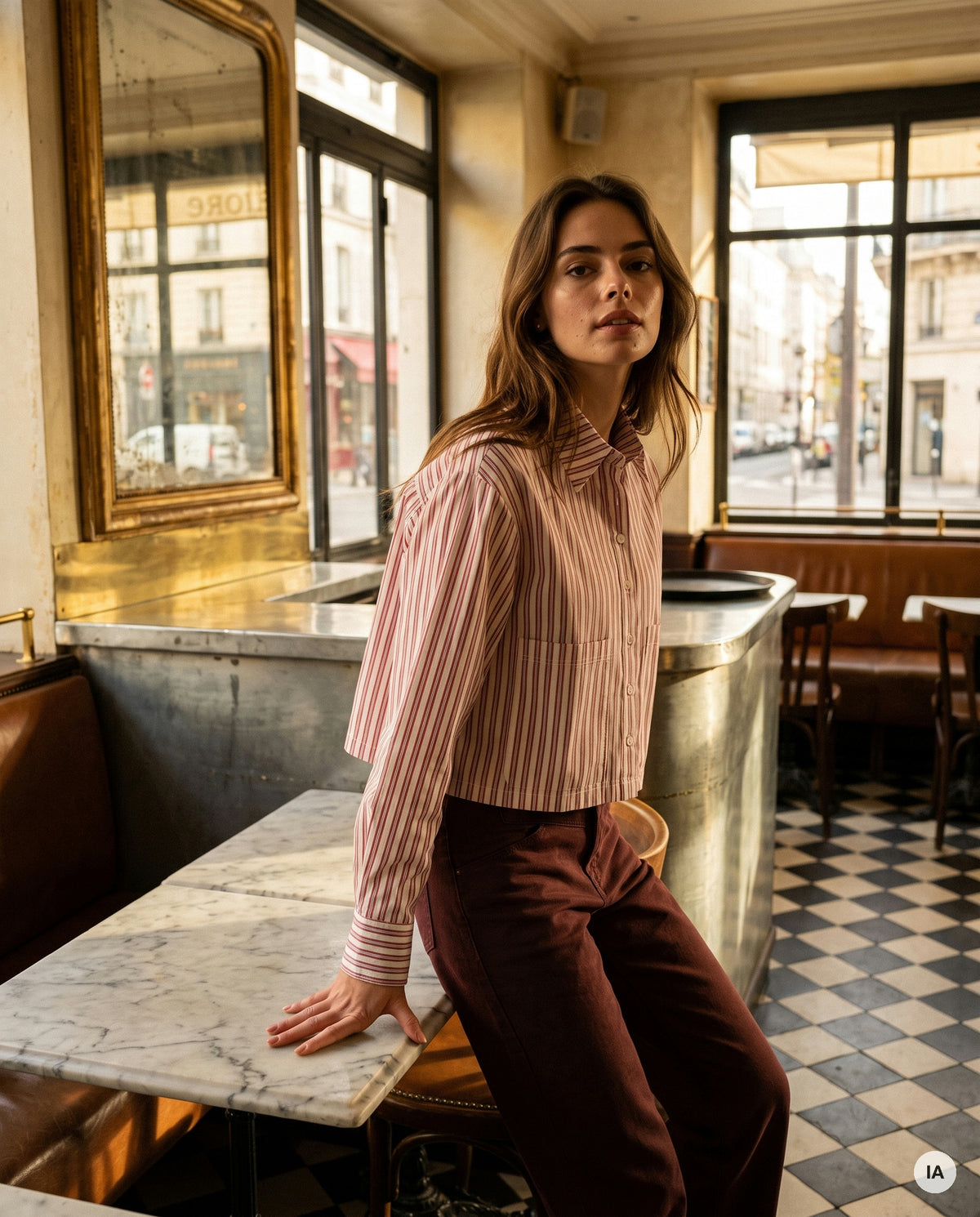 CHEMISE ICONIC RAYURES ROUGES - MINUIT DOUZE Chemise — Image générée par IA