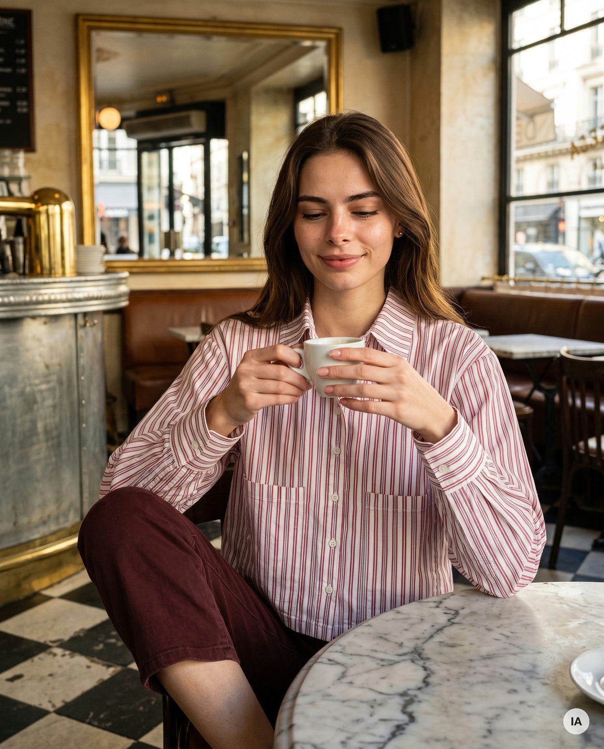 CHEMISE ICONIC RAYURES ROUGES - MINUIT DOUZE Chemise — Image générée par IA