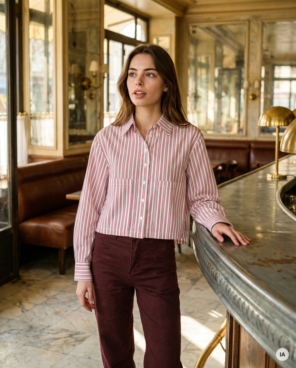 CHEMISE ICONIC RAYURES ROUGES - MINUIT DOUZE Chemise — Image générée par IA