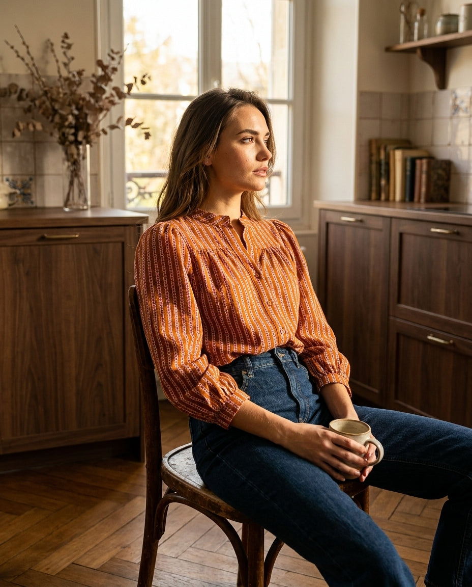 CHEMISE LOUISE CAMEL - RUE DES ABBESSES Top