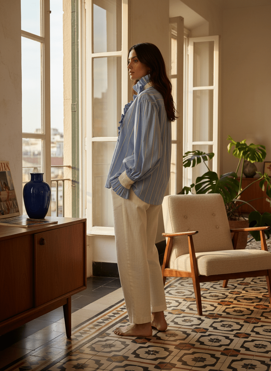 Chemise Vadim BLEU CIEL - OPULLENCE Top
