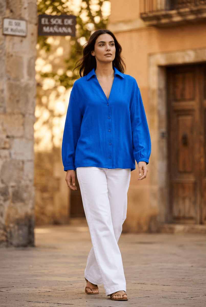 CHEMISIER ANAHI BLEU ELECTRIQUE - RUE MAZARINE TOP