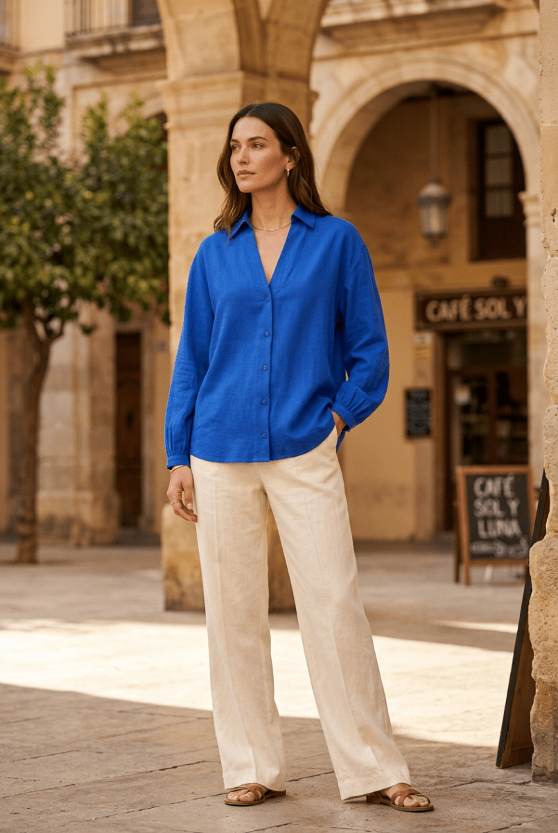 CHEMISIER ANAHI BLEU ELECTRIQUE - RUE MAZARINE TOP