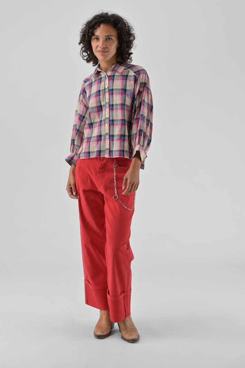 CHEMISIER CASSILDE CARREAUX ROSES - ORFEO TOP