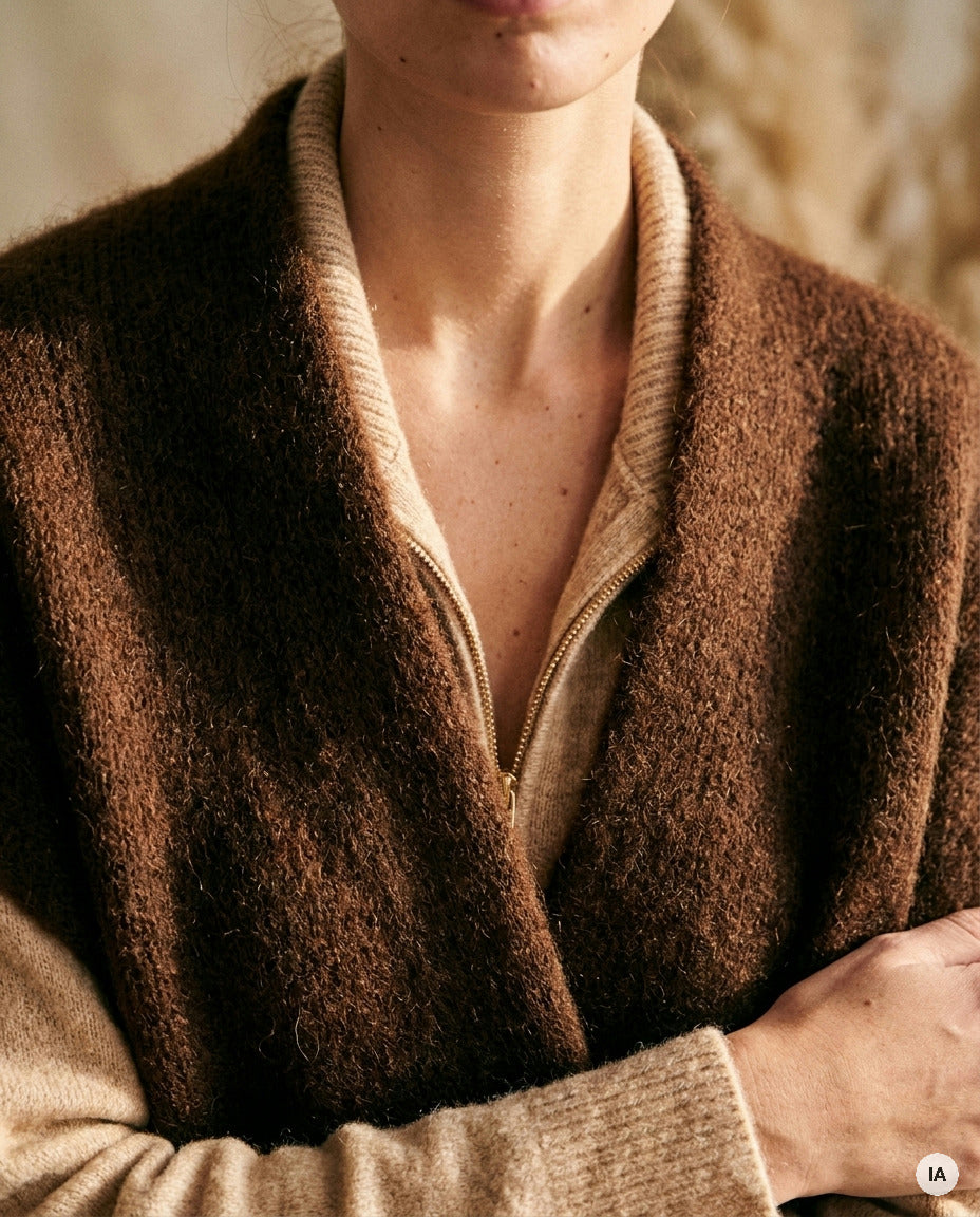 GILET CLARISSE CHOCOLAT - ORFEO Pull — Image générée par IA