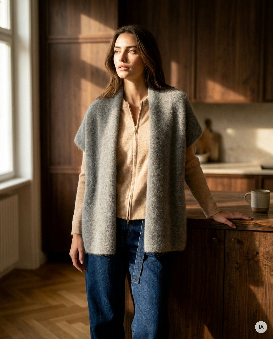 GILET CLARISSE GRIS CHINE - ORFEO Pull — Image générée par IA
