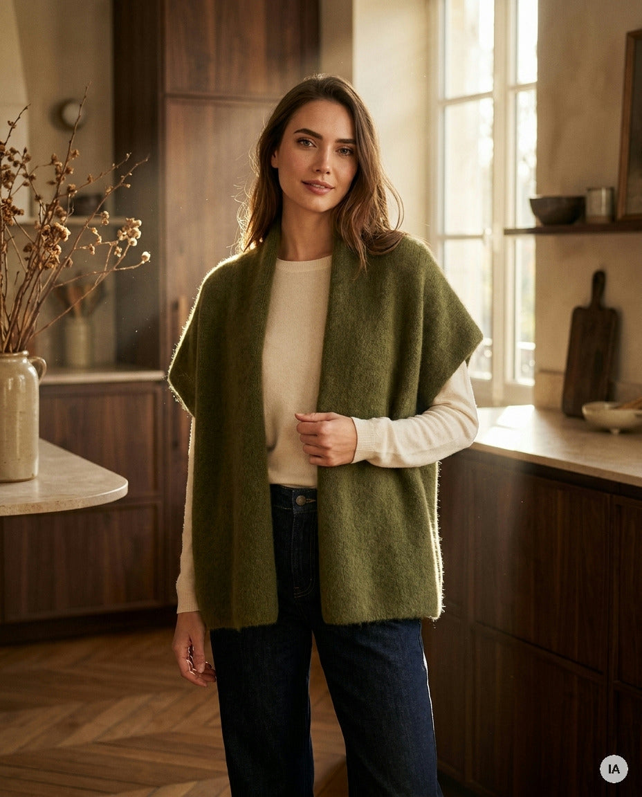 GILET CLARISSE KAKI H26 - ORFEO Pull — Image générée par IA