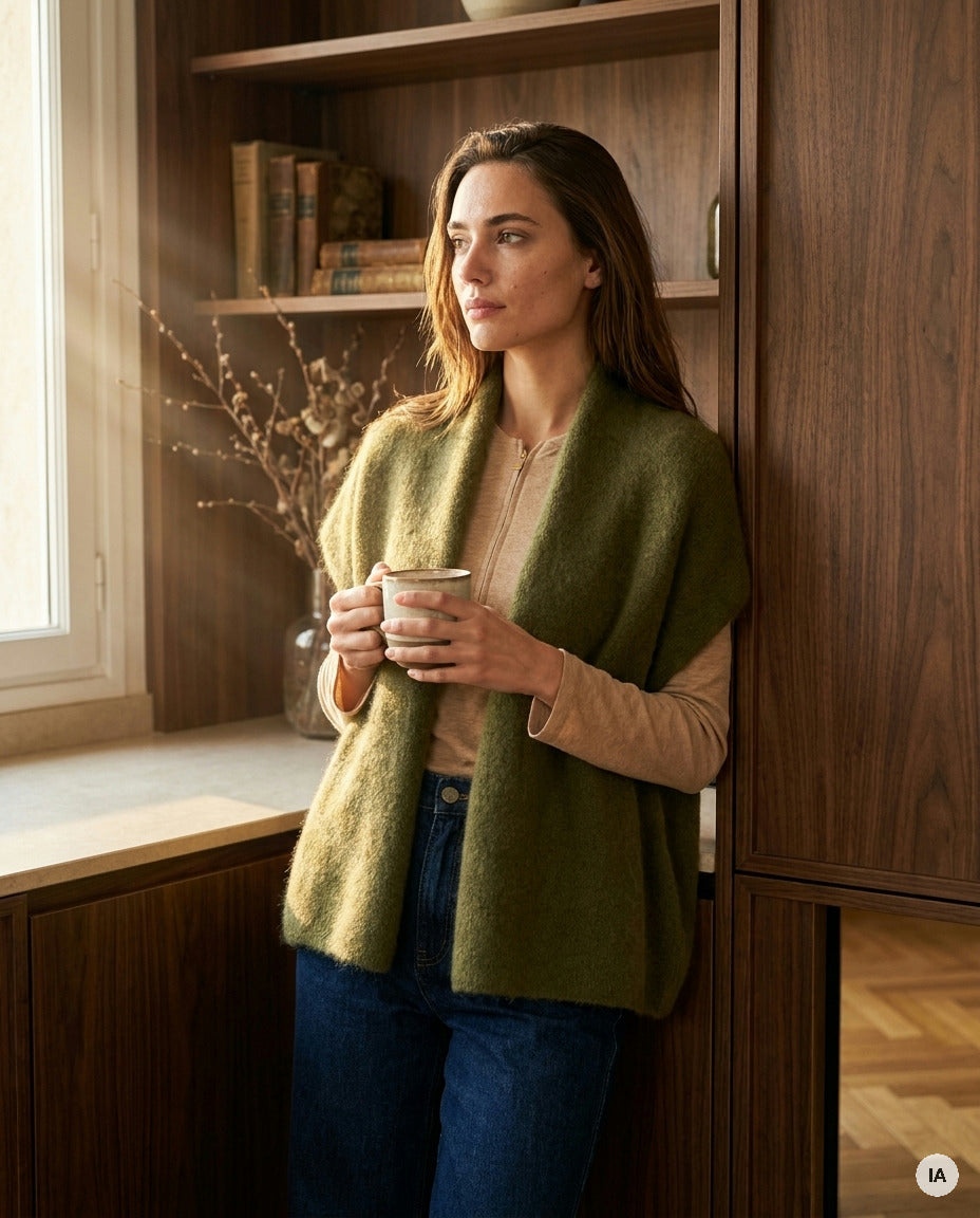 GILET CLARISSE KAKI H26 - ORFEO Pull — Image générée par IA