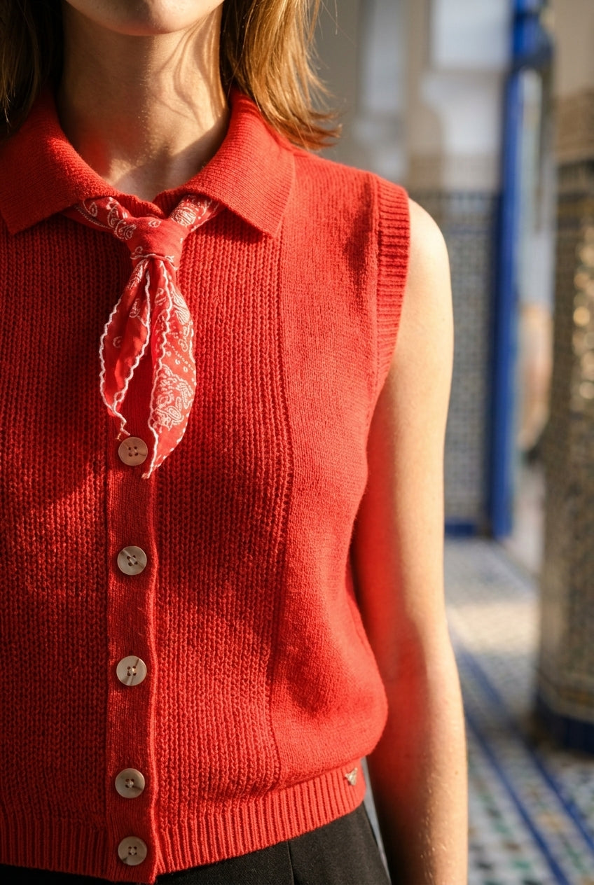 GILET DAVIS ROUGE - ORFEO T-SHIRT