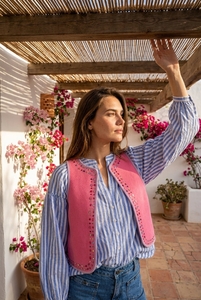 GILET VICTOIRE ROSE - ADORE Gilet