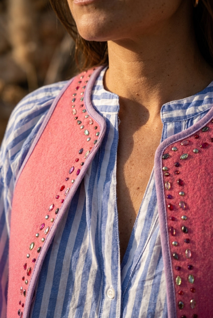 GILET VICTOIRE ROSE - ADORE Gilet
