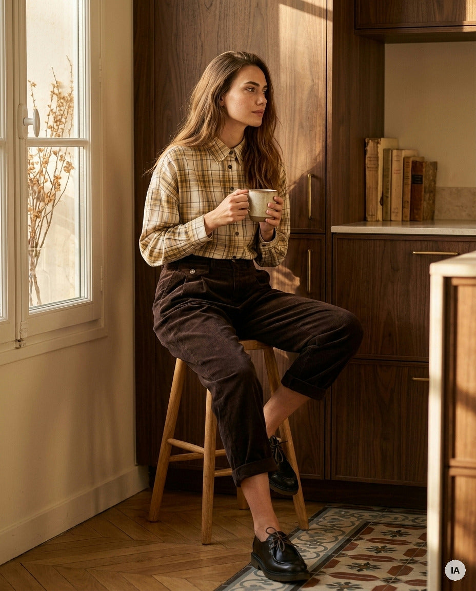 PANTALON NORA CHOCOLAT - ORFEO PANTALON — Image générée par IA