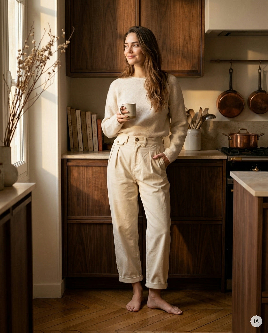 PANTALON NORA ECRU - ORFEO PANTALON — Image générée par IA