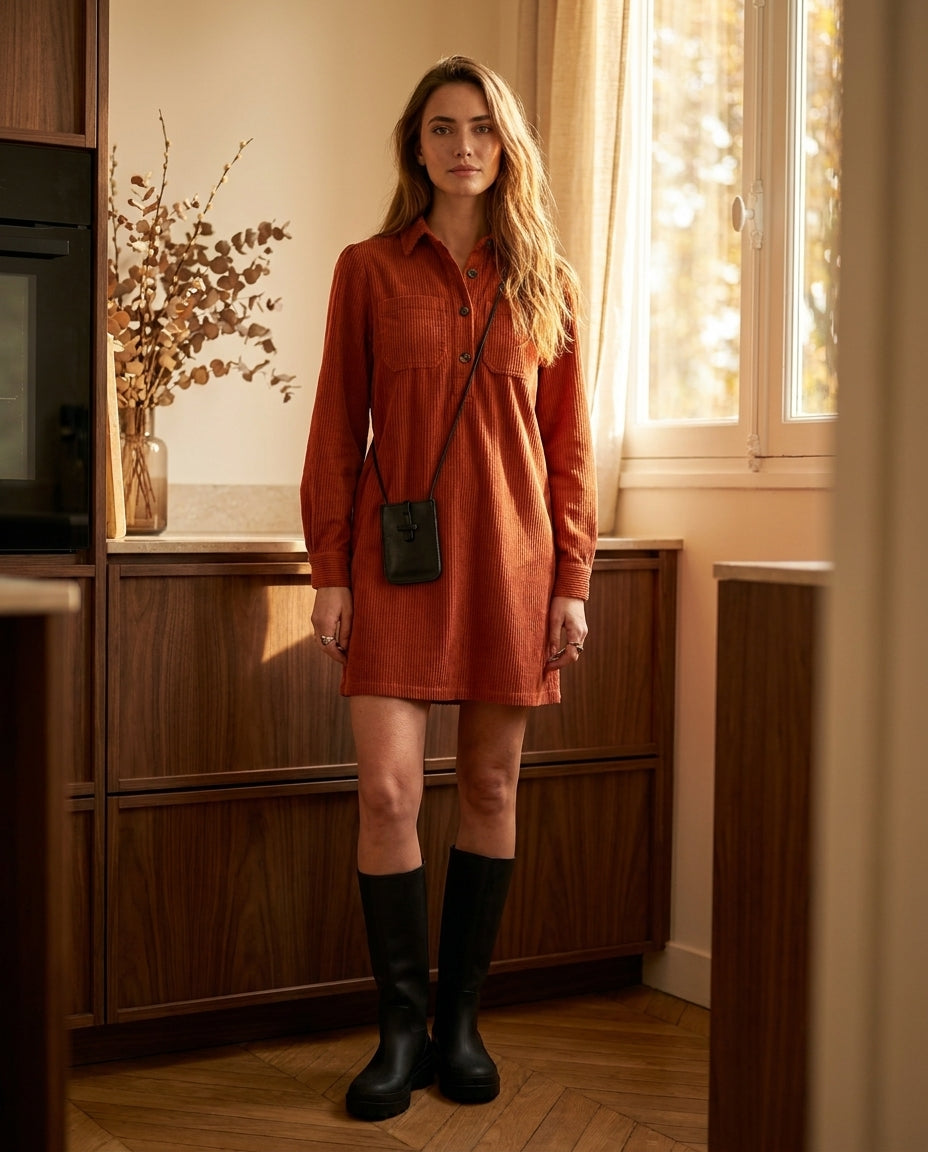 ROBE BETTY TERRACOTTA - MINUIT DOUZE ROBE