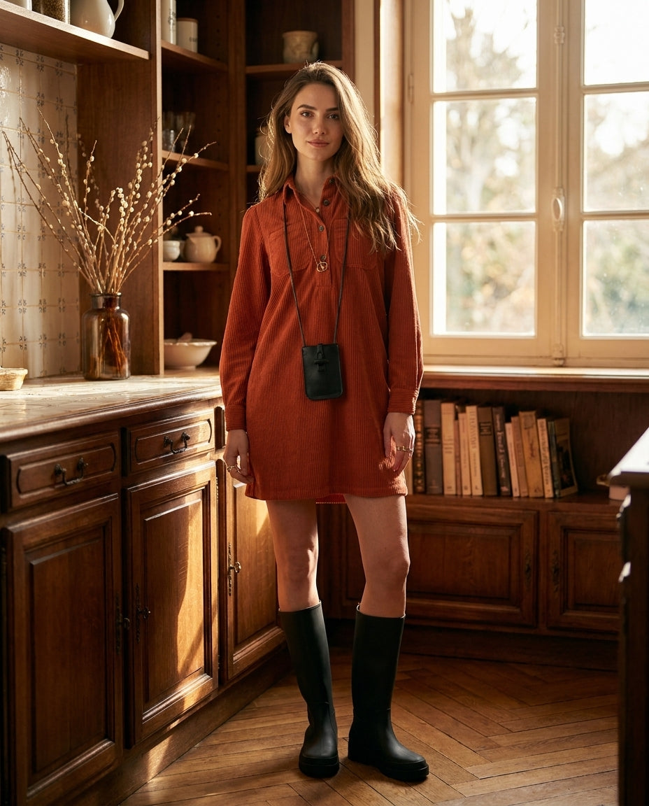ROBE BETTY TERRACOTTA - MINUIT DOUZE ROBE