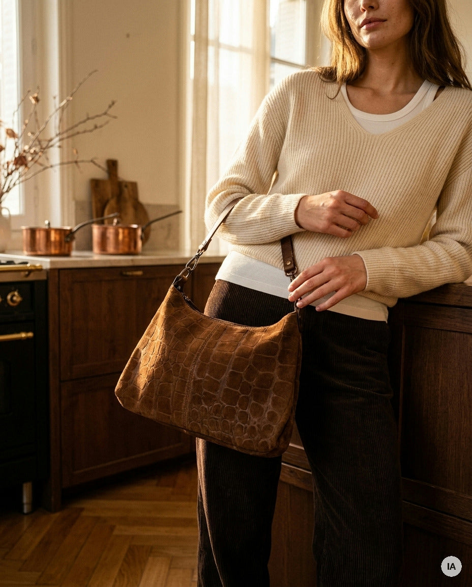 SAC EMMA CROCO - CINNAMON Sac à main — Image générée par IA
