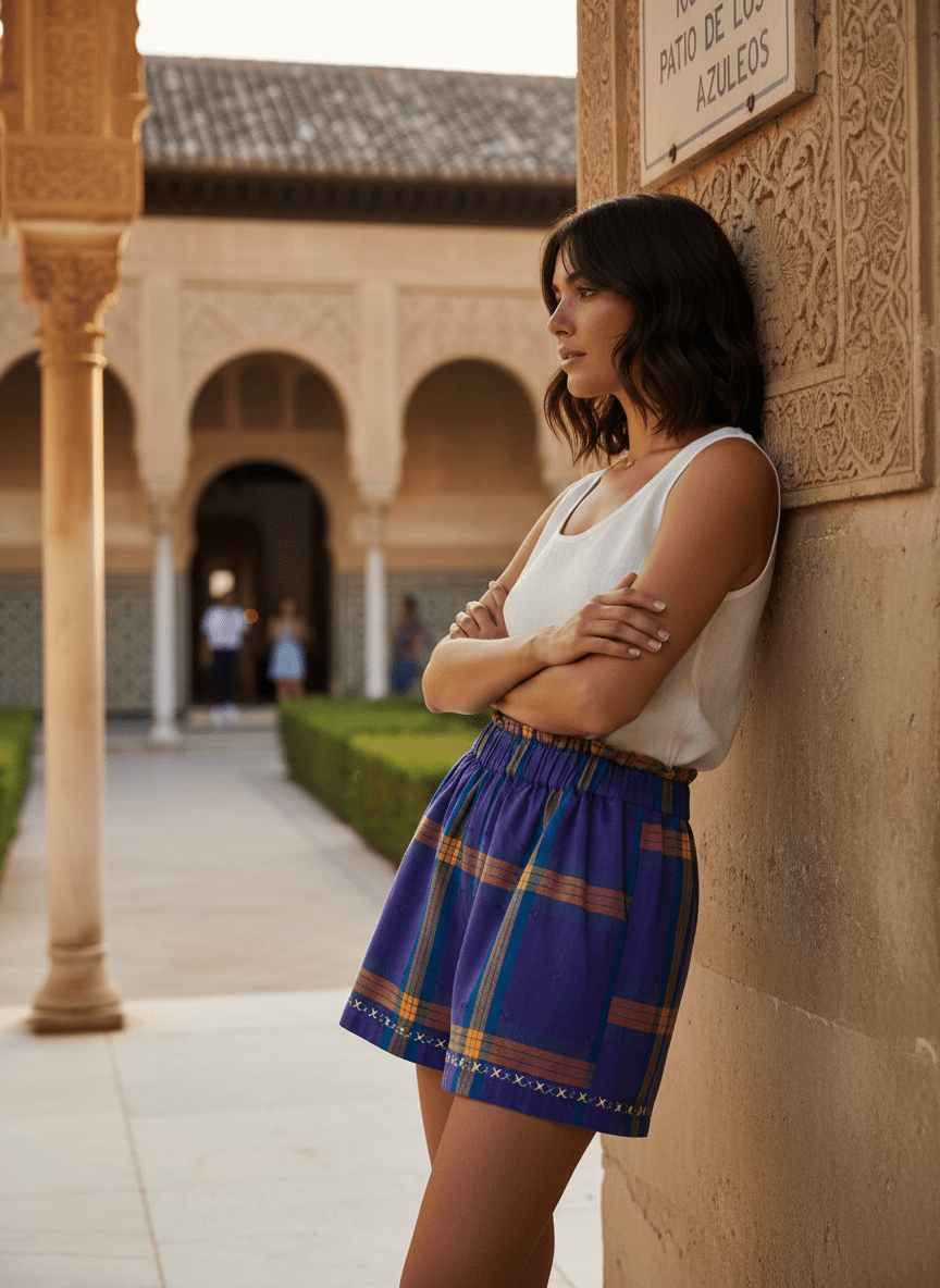 SHORT ELENA CARREAUX VIOLETS - CASBAH LOVE Short