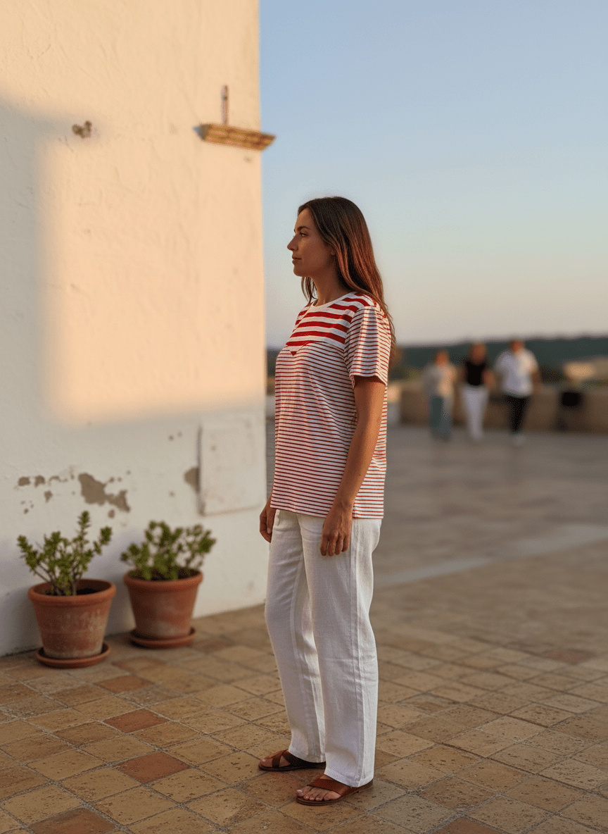 T - SHIRT VICTORIA ROUGE ET ECRU - ADORE T - SHIRT