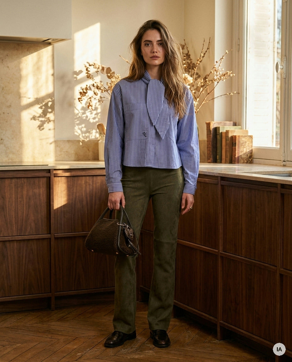 TOP ARNOLD RAYURES BLEUES - ORFEO Top — Image générée par IA