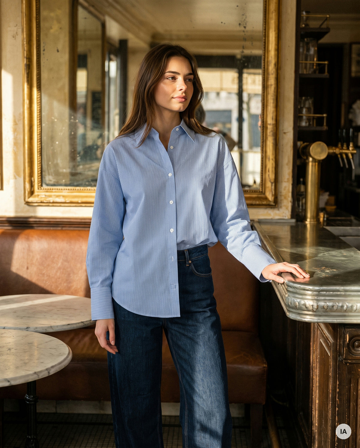 TOP DANNY RAYURES BLEUES - ORFEO Top — Image générée par IA