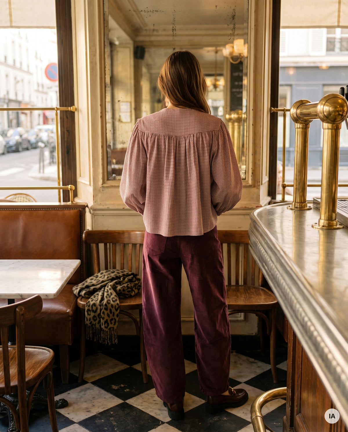 TOP JANET CARREAUX ROSES - ORFEO Top — Image générée par IA