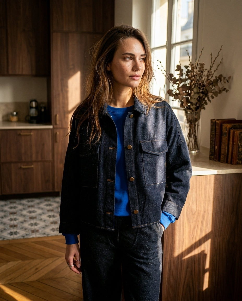 TOP LYLOU DENIM FONCE - MINUIT DOUZE TOP