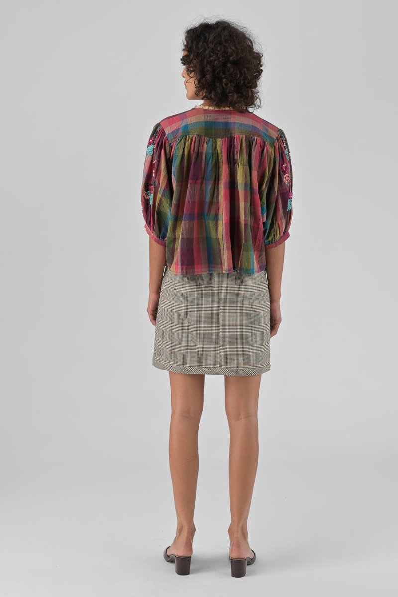 TOP MARA CARREAUX ROSES - ORFEO TOP