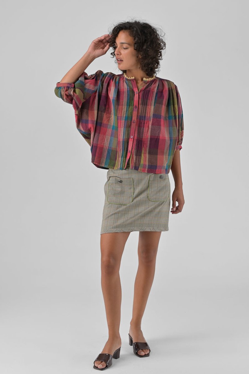 TOP MARA CARREAUX ROSES - ORFEO TOP