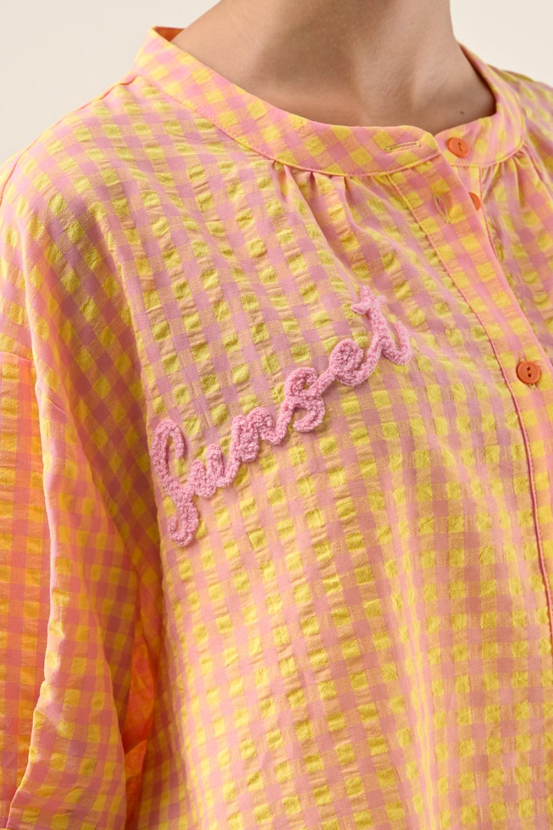 TOP SIMONE VICHY ROSE JAUNE - ORFEO TOP