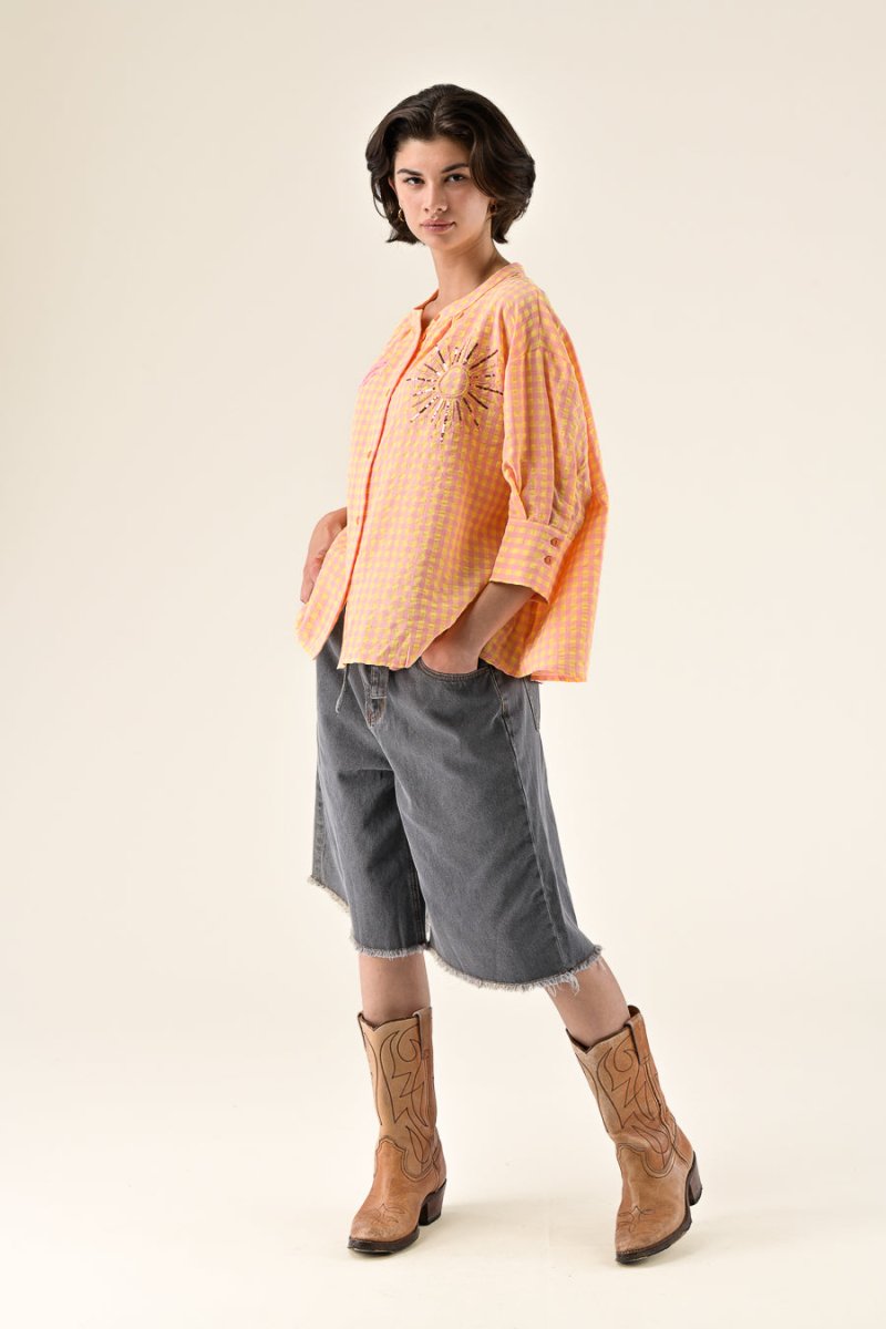 TOP SIMONE VICHY ROSE JAUNE - ORFEO TOP