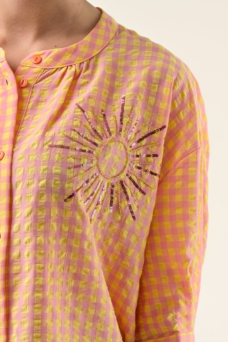 TOP SIMONE VICHY ROSE JAUNE - ORFEO TOP