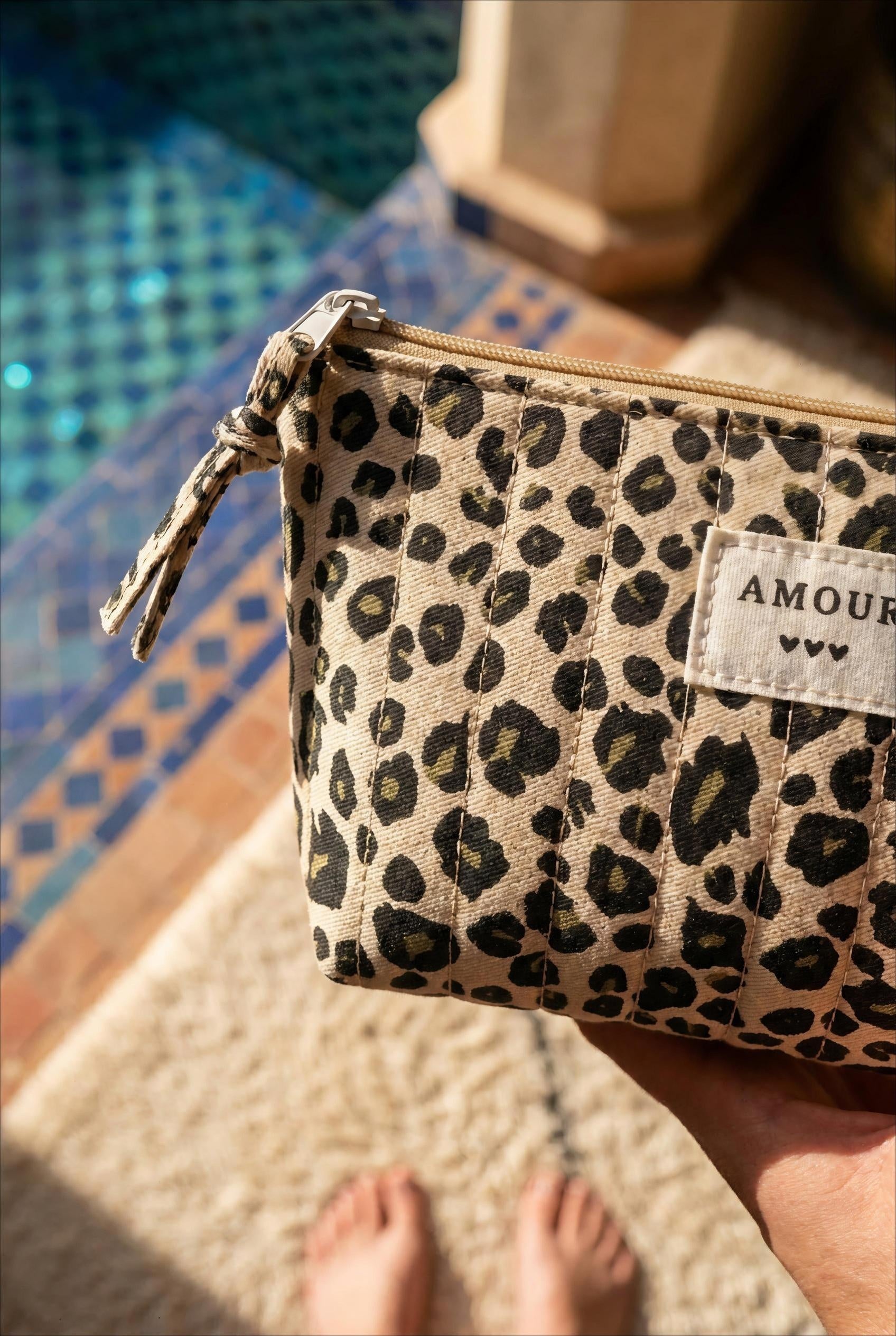 TROUSSE - AMOUR, 3 COEURS LEOPARD - BOHM Pochette