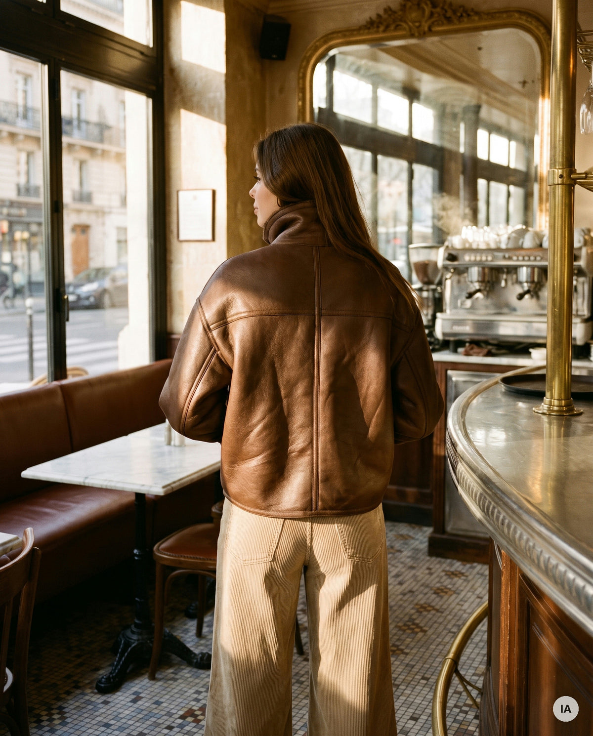 VESTE COL FAUSSE FOURRURE MAEGAN CAMEL - ORFEO Veste — Image générée par IA